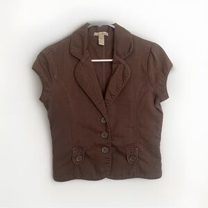 Brown Short Sleeve Women's Jacket